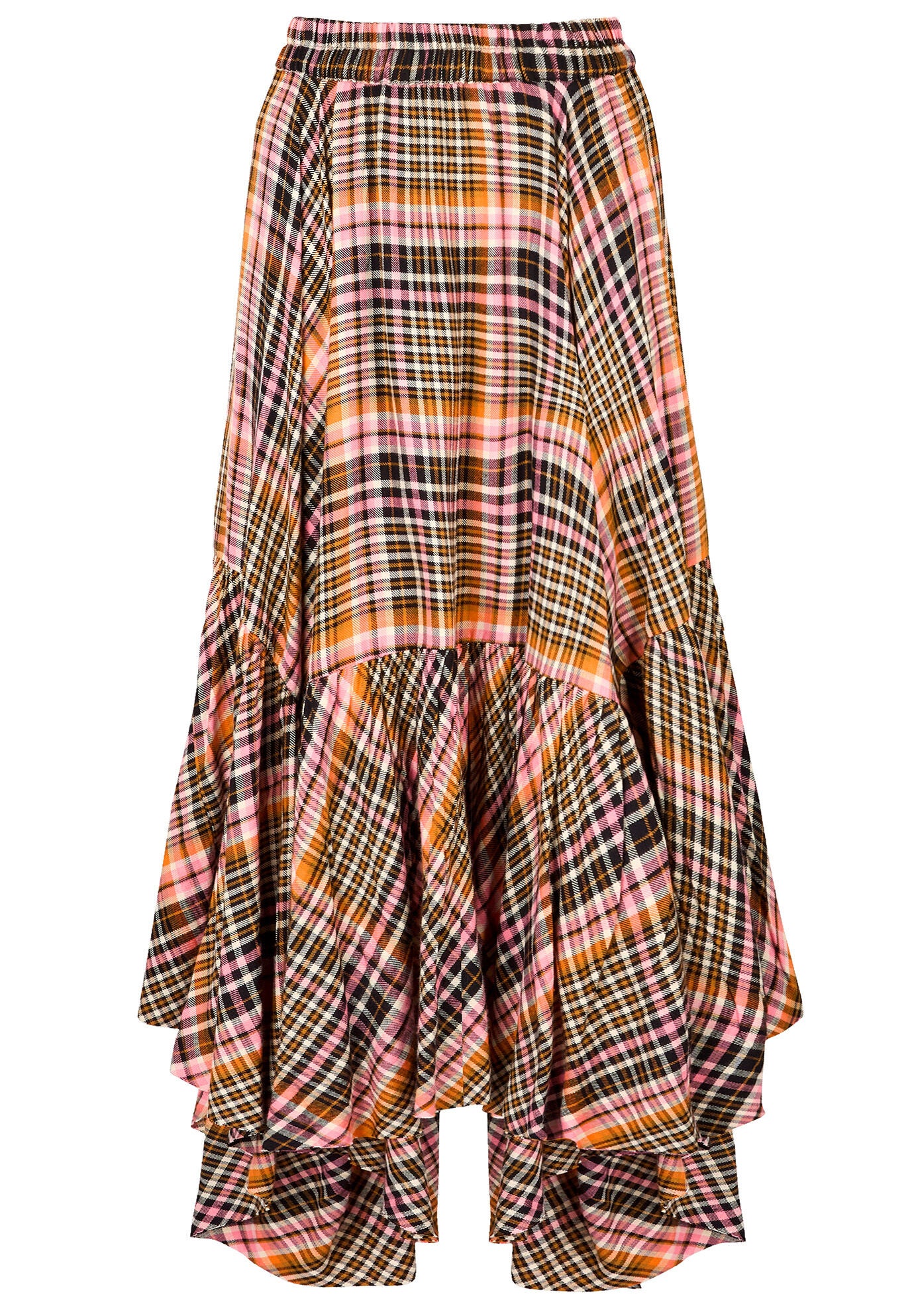 Checkered Hanky Hem Maxi Skirt, AUTUMN SUNSET PLAID, alternate image number 4
