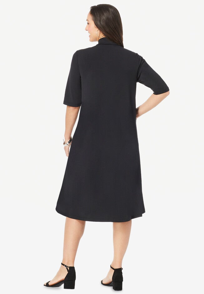 Mockneck Trapeze Dress, , on-hover image number null