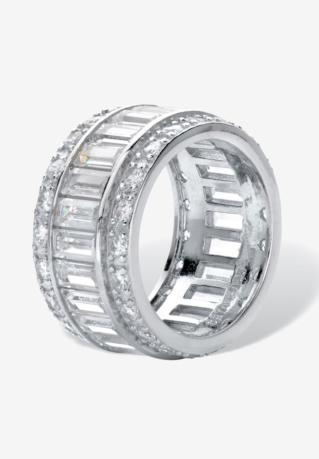 Platinum over Sterling Silver Cubic Zirconia Eternity Bridal Ring, , on-hover image number 1