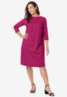 Boatneck Shift Dress, CHERRY RED STRIPE, hi-res image number null