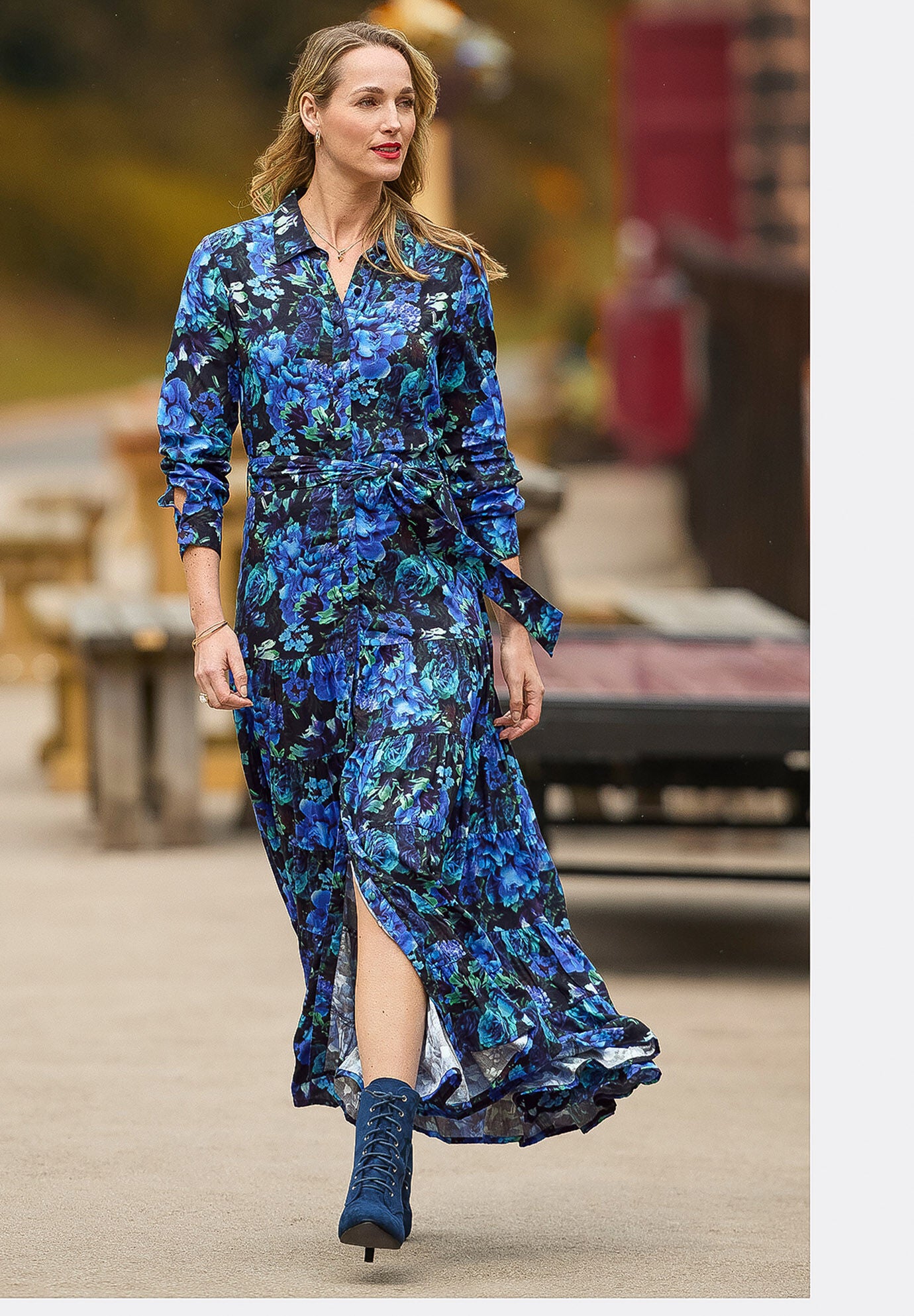 Garden Maxi Shirtdress, SAPPHIRE POPPY FLORAL, alternate image number 6