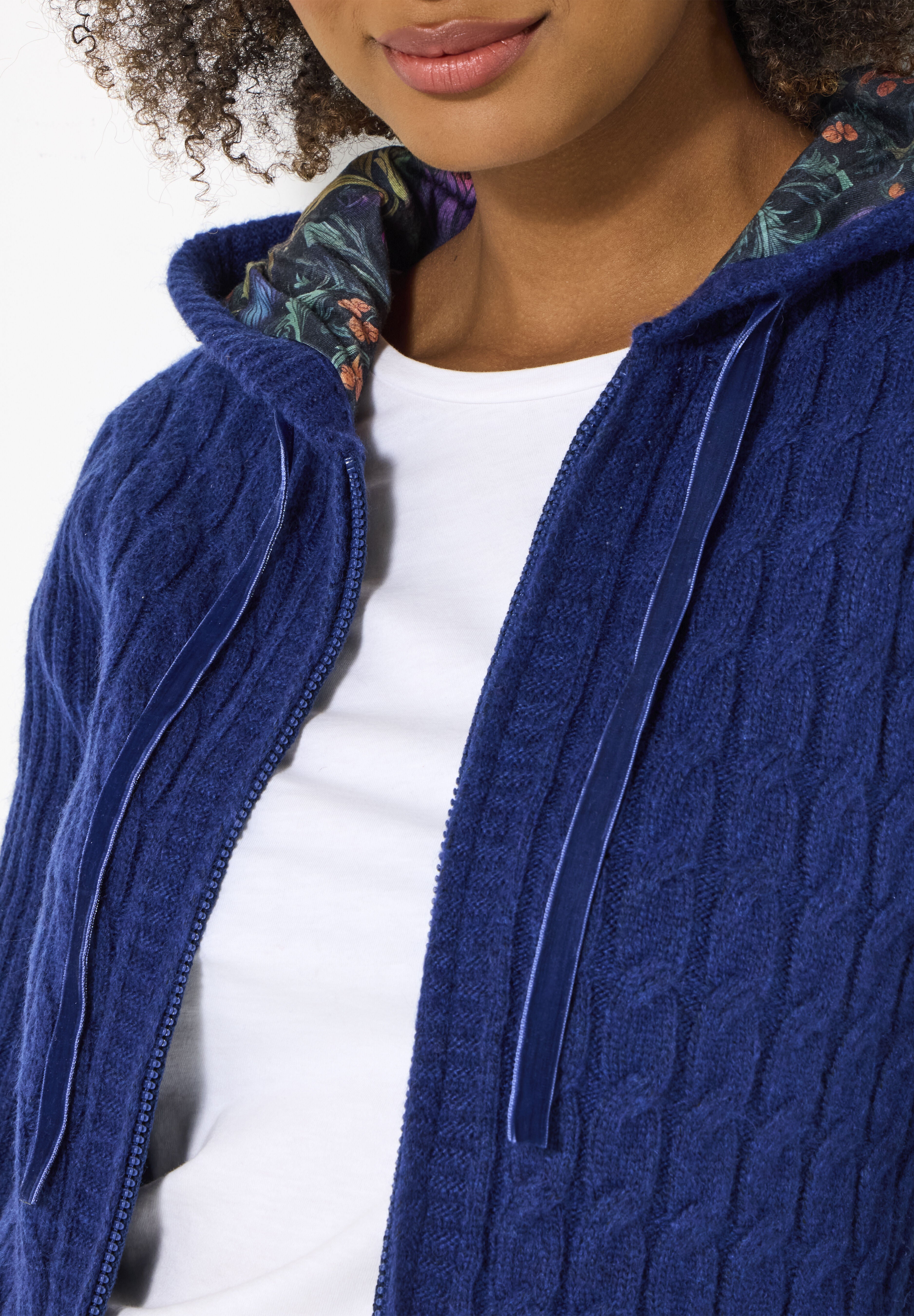 Cable Zip Hoodie, NAVY, alternate image number 2