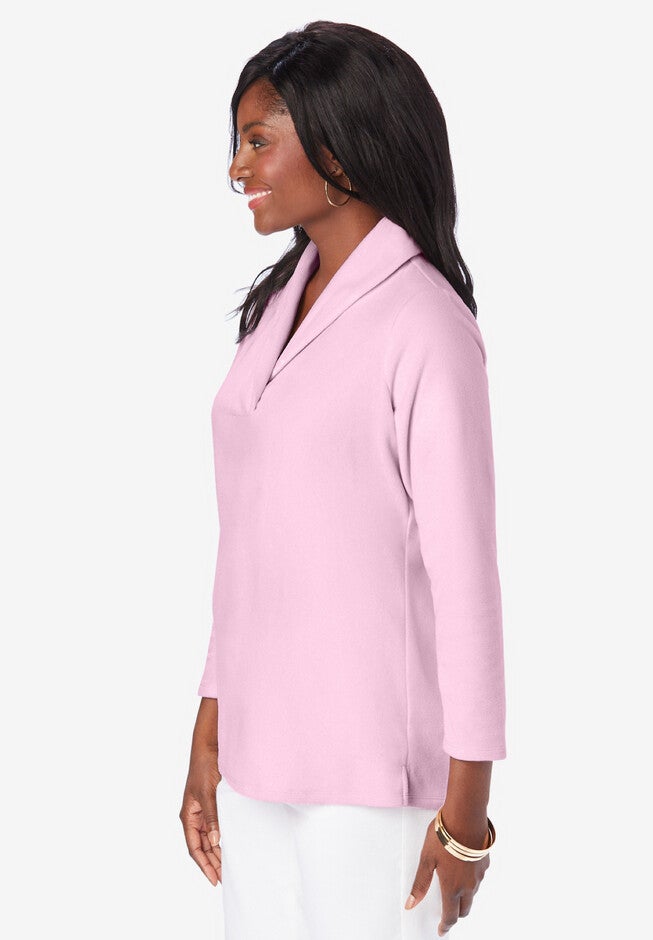 Shawl Collar Micro Fleece Top, , alternate image number null