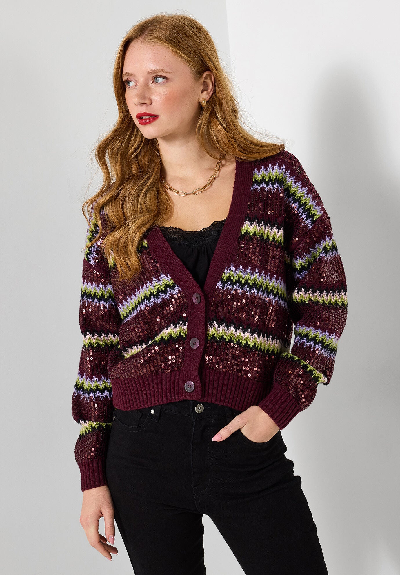 Sequin Sweater Cardigan