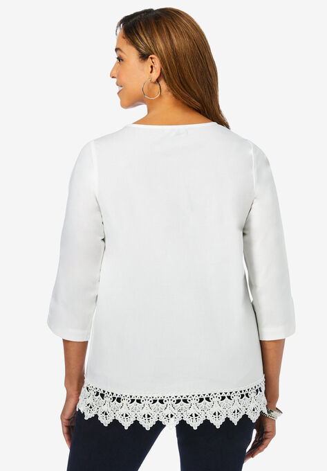 Lace Trim Blouse, , on-hover image number null