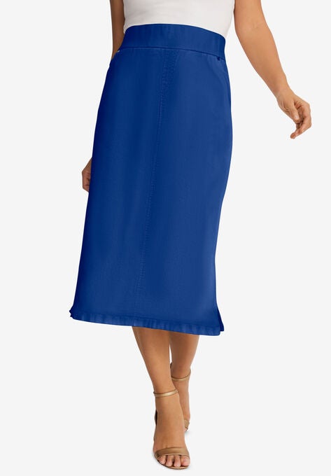 Comfort Waist Midi Skirt, DARK SAPPHIRE, hi-res image number null