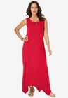 Keyhole Hanky Hem Maxi Dress, VIVID RED, hi-res image number null