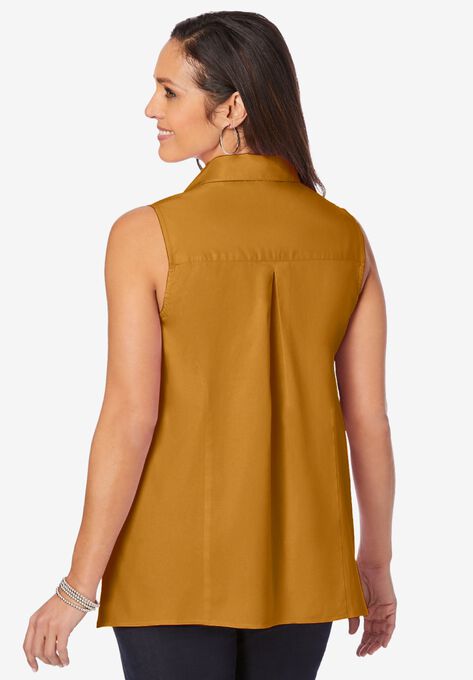 Poplin Button-Front Blouse, , on-hover image number null