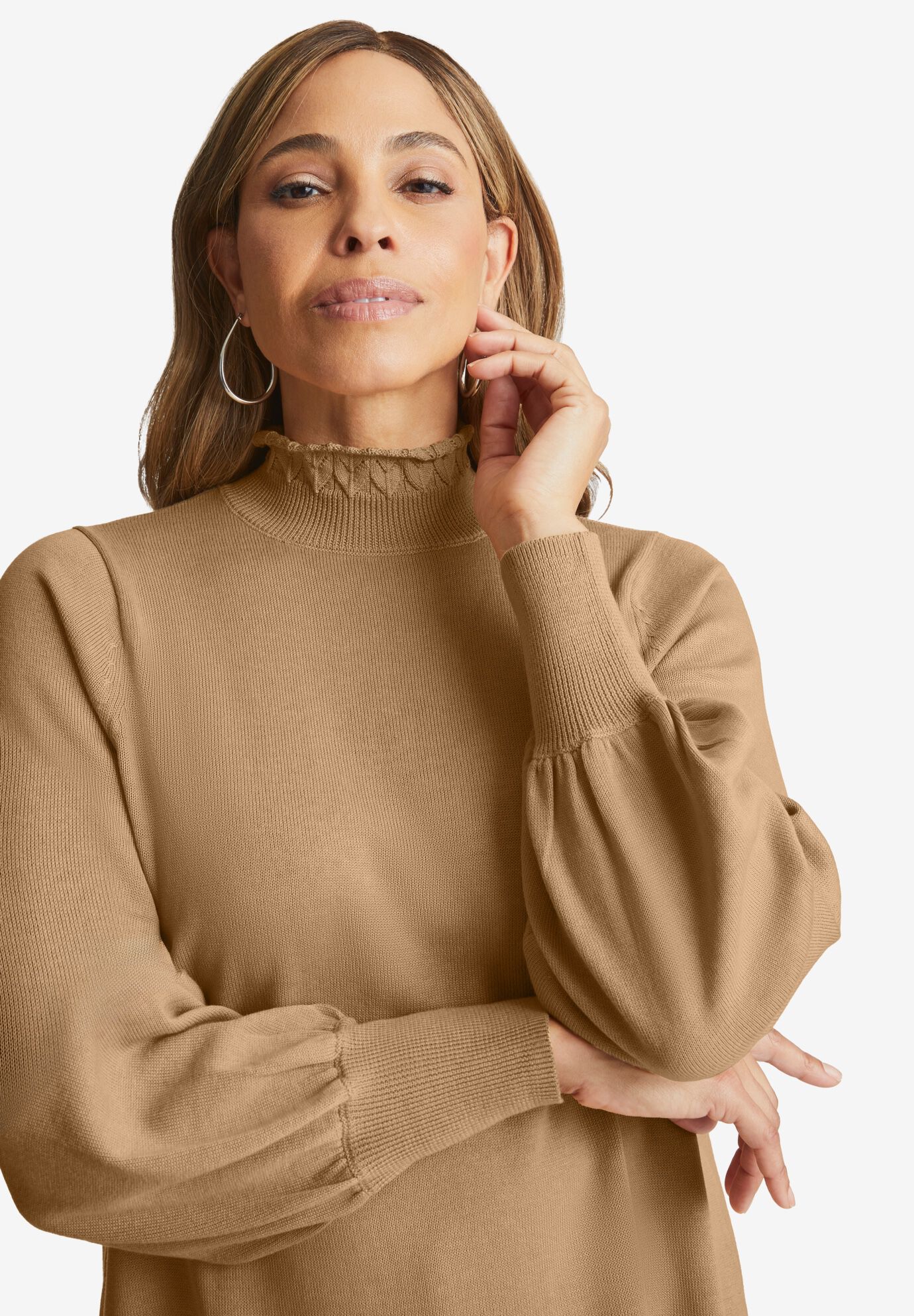 Ruffle Neck Pullover, , alternate image number 2