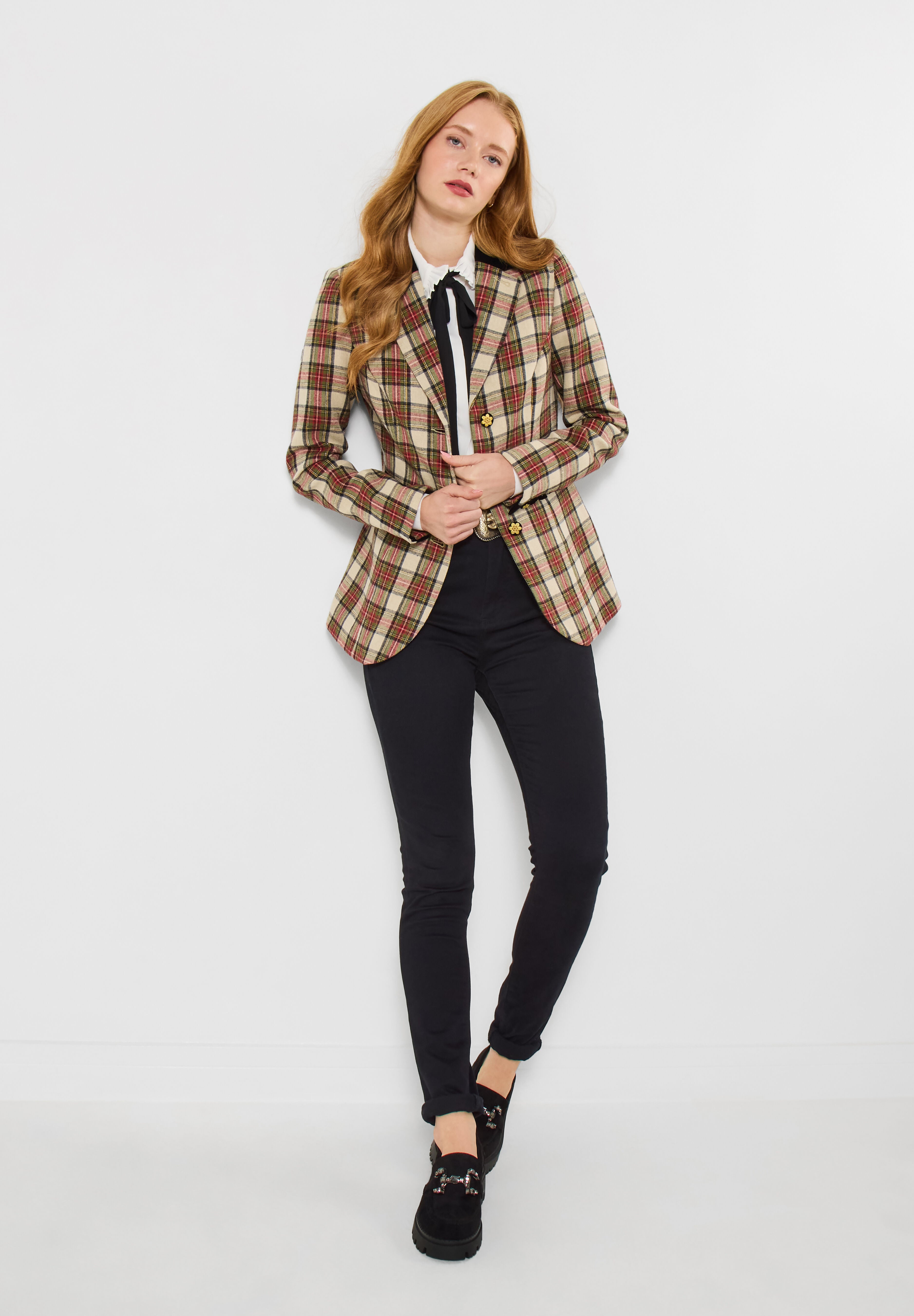 Holiday Plaid Blazer, RED CHECK PLAID, on-hover image number 1