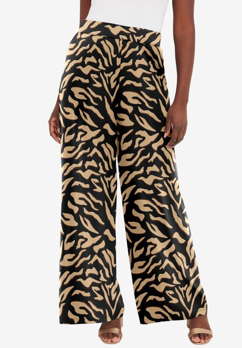 Knit Palazzo Pant, ZEBRA, hi-res image number null