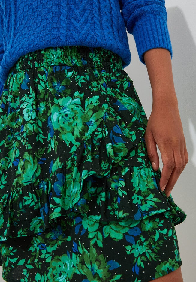 Flowy Ruffle Skirt, GREEN GARDEN, alternate image number null