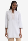 Embroidered Linen Tunic, WHITE EMBROIDERY, hi-res image number 0
