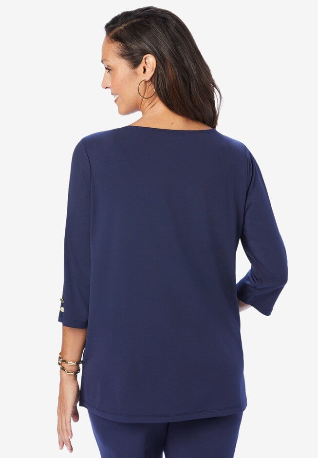 Slit Sleeve Boatneck Tunic, , on-hover image number null