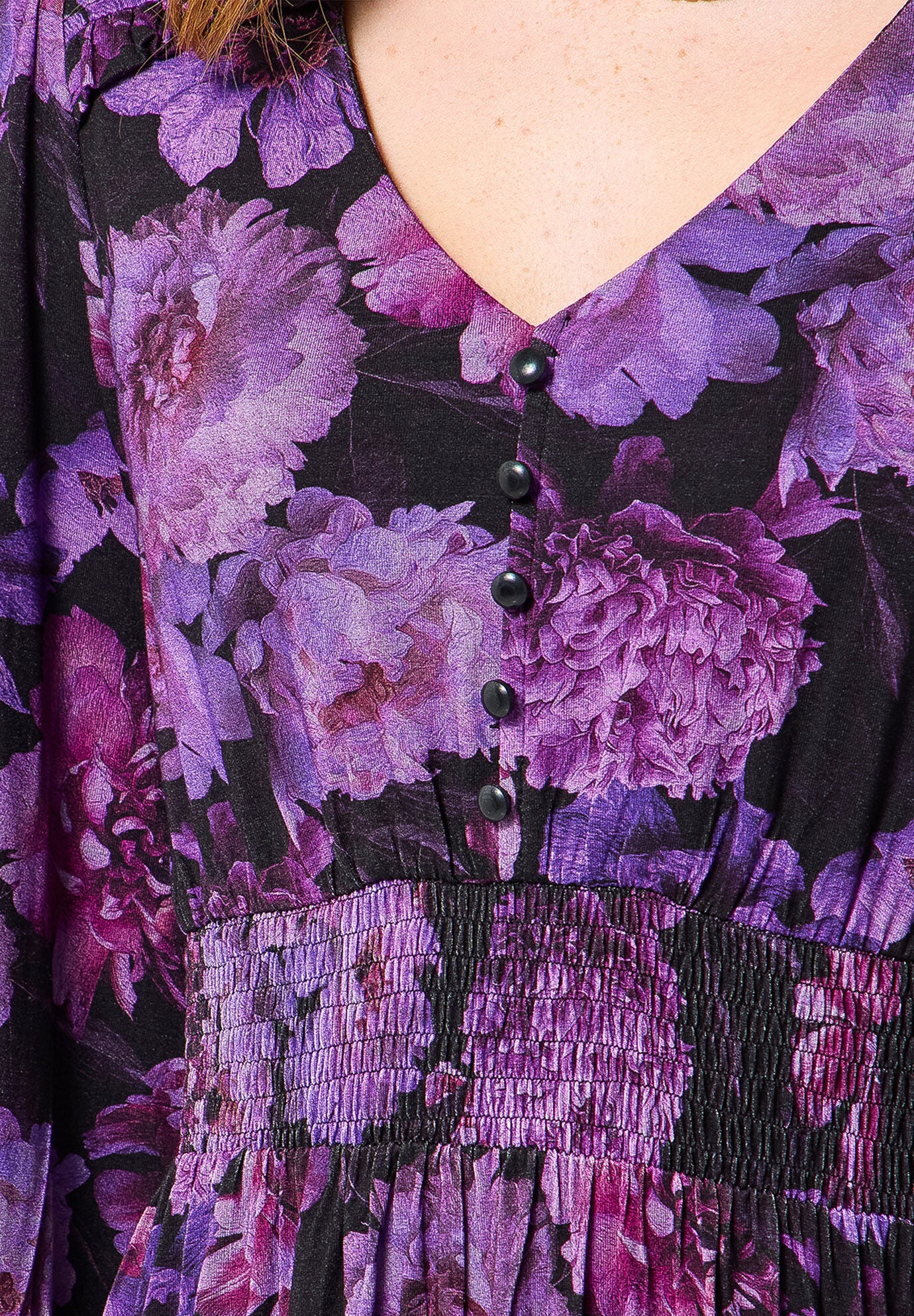 Stretch Knit Peasant Maxi Dress, PURPLE BLOSSOM, alternate image number 2