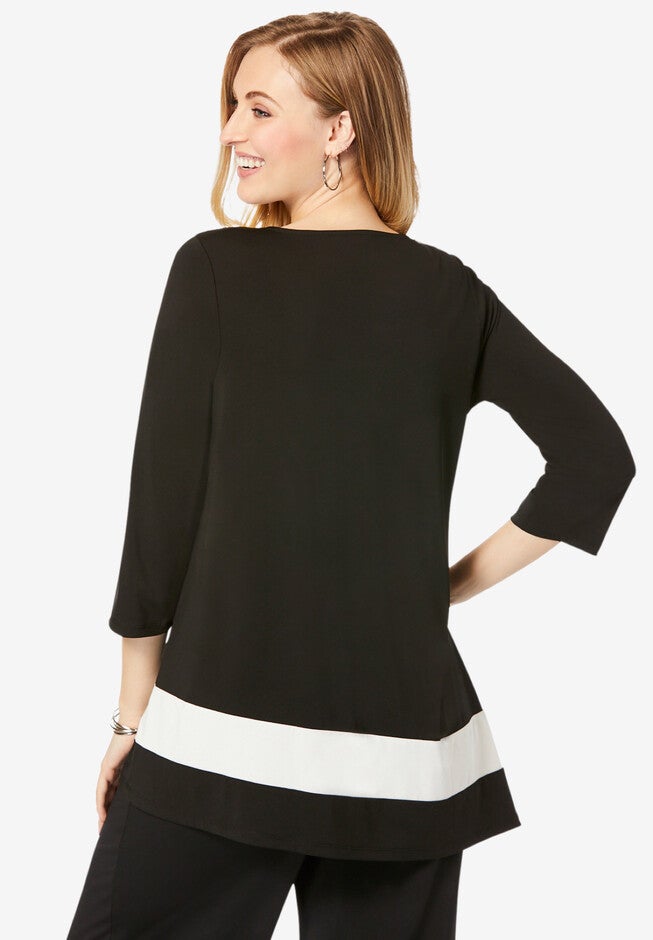 Asymmetrical-Hem Colorblock Tunic, , on-hover image number null