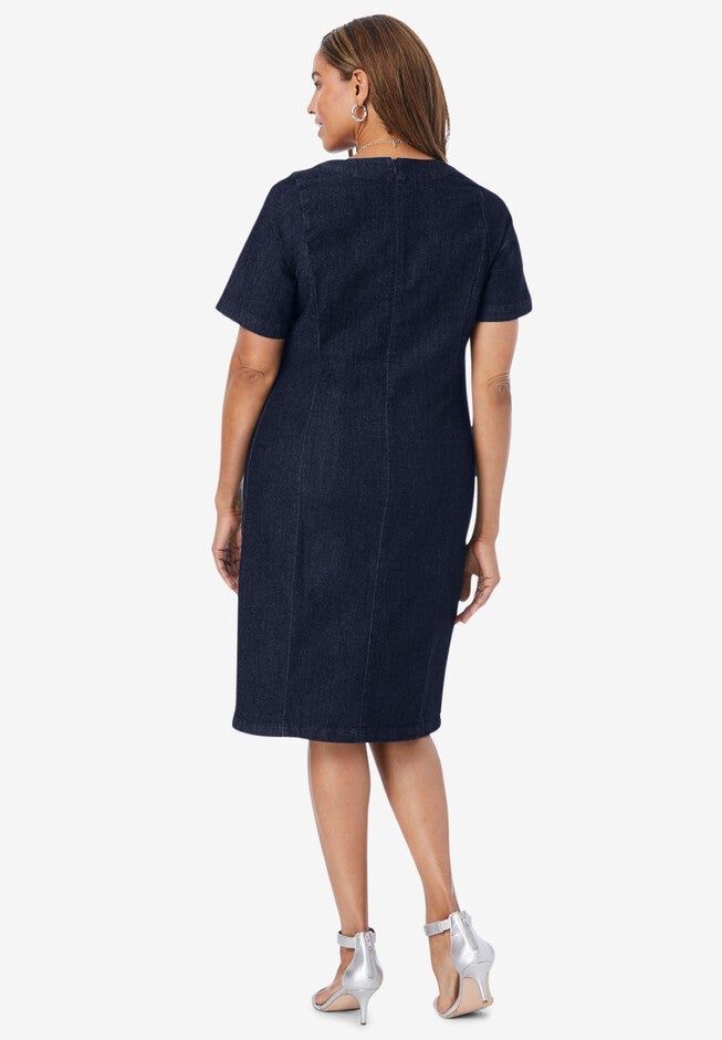 Denim Sheath Dress, , on-hover image number 1