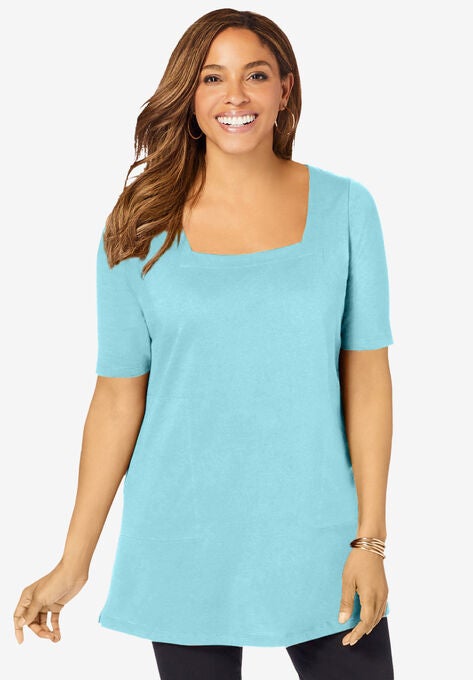 Square-Neck Tunic, LIGHT AQUA, hi-res image number null
