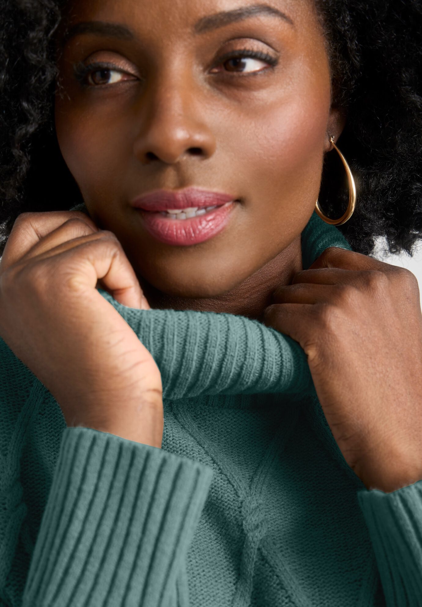 Cable Turtleneck Sweater, NEW SAGE, alternate image number 3