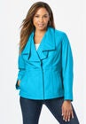 Drape-Front Leather Jacket, OCEAN, hi-res image number null