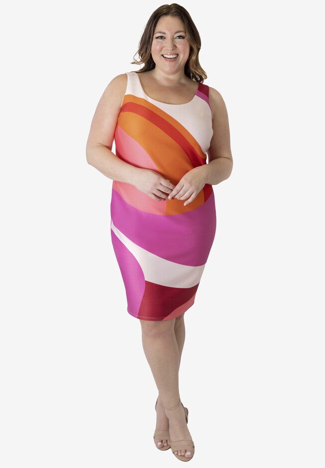 Scuba Sheath Dress, PINK, hi-res image number null