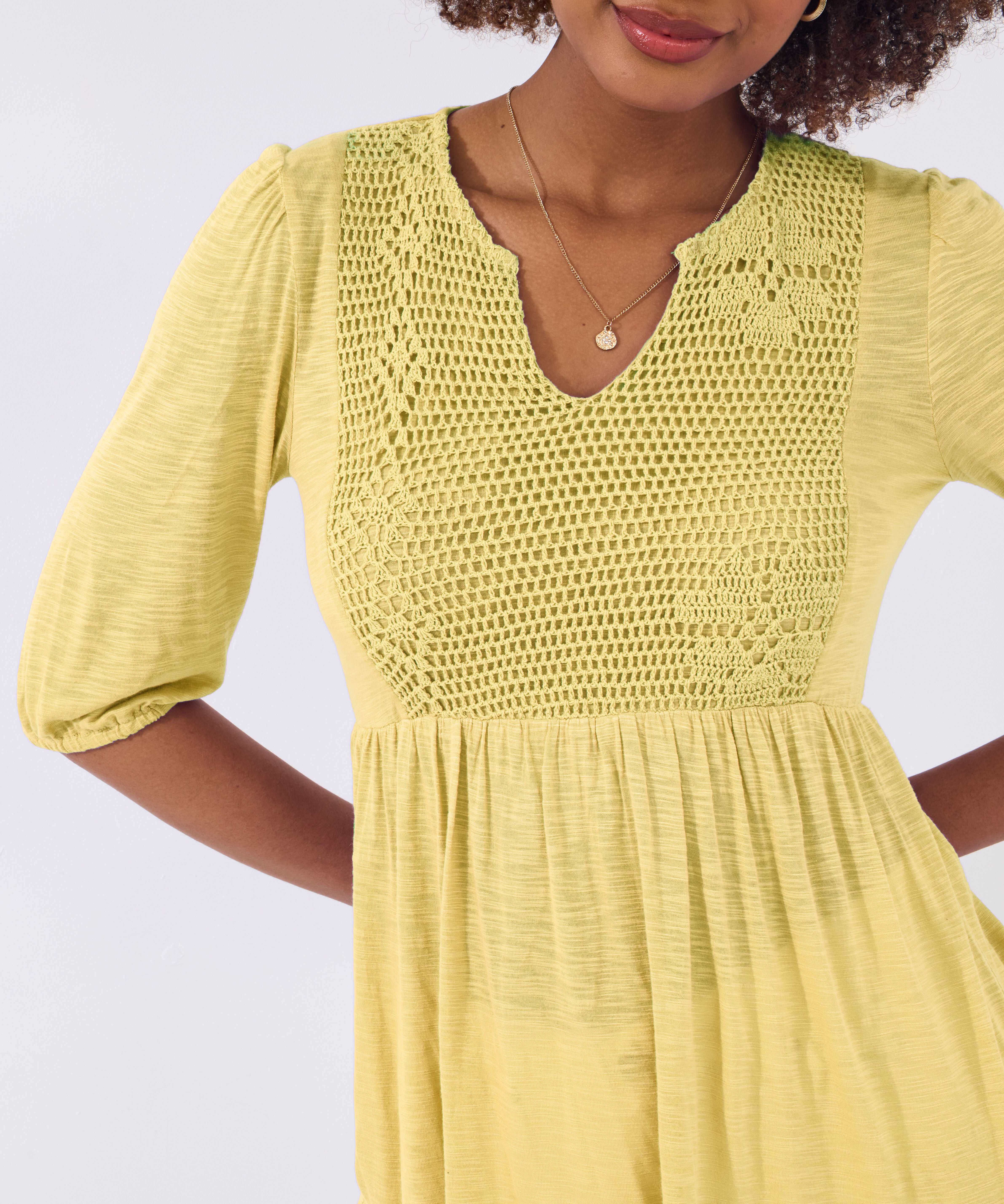 Notch Neck Babydoll Tee, BUTTER, on-hover image number 1