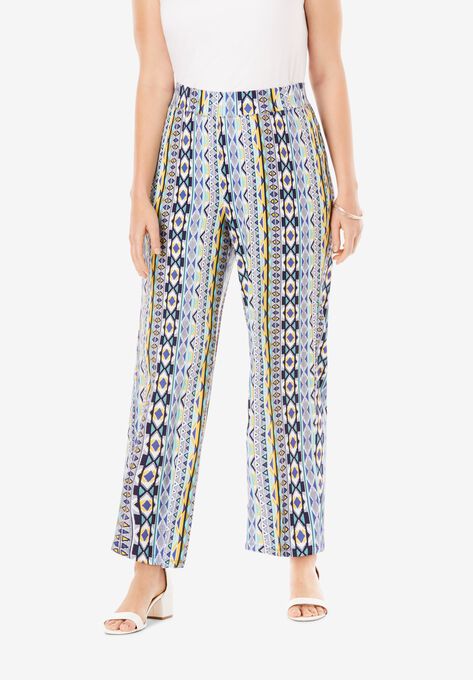 Everyday Stretch Knit Palazzo Pant Plus Size Casual Pants Ellos