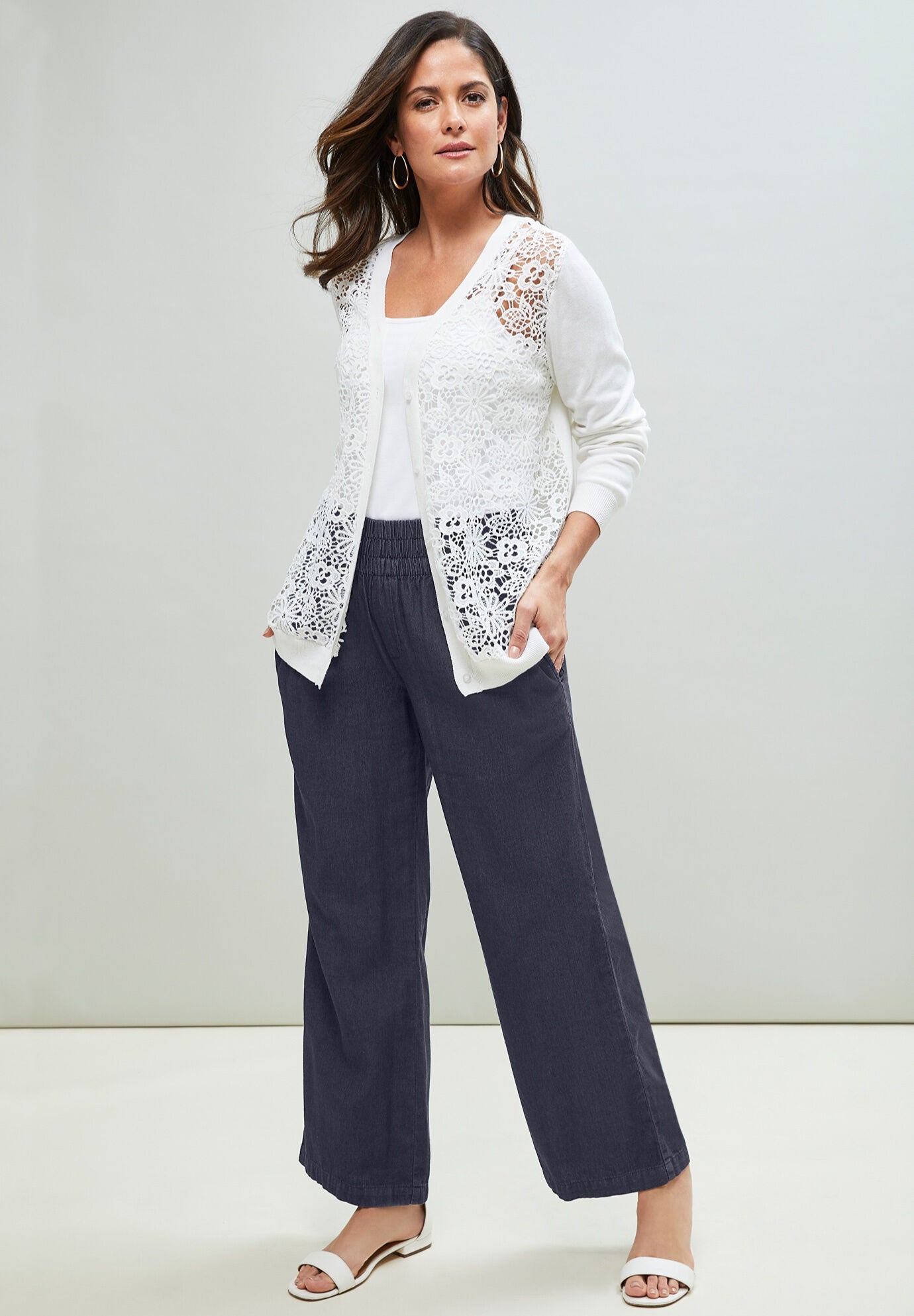 Chambray Wide Leg Pant, , alternate image number 2