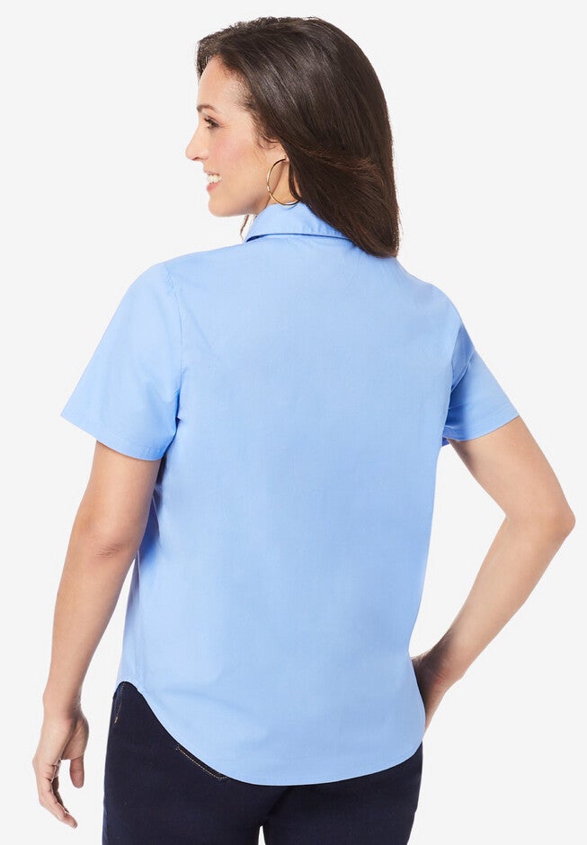 Short Sleeve Stretch Cotton Poplin Shirt, , on-hover image number null