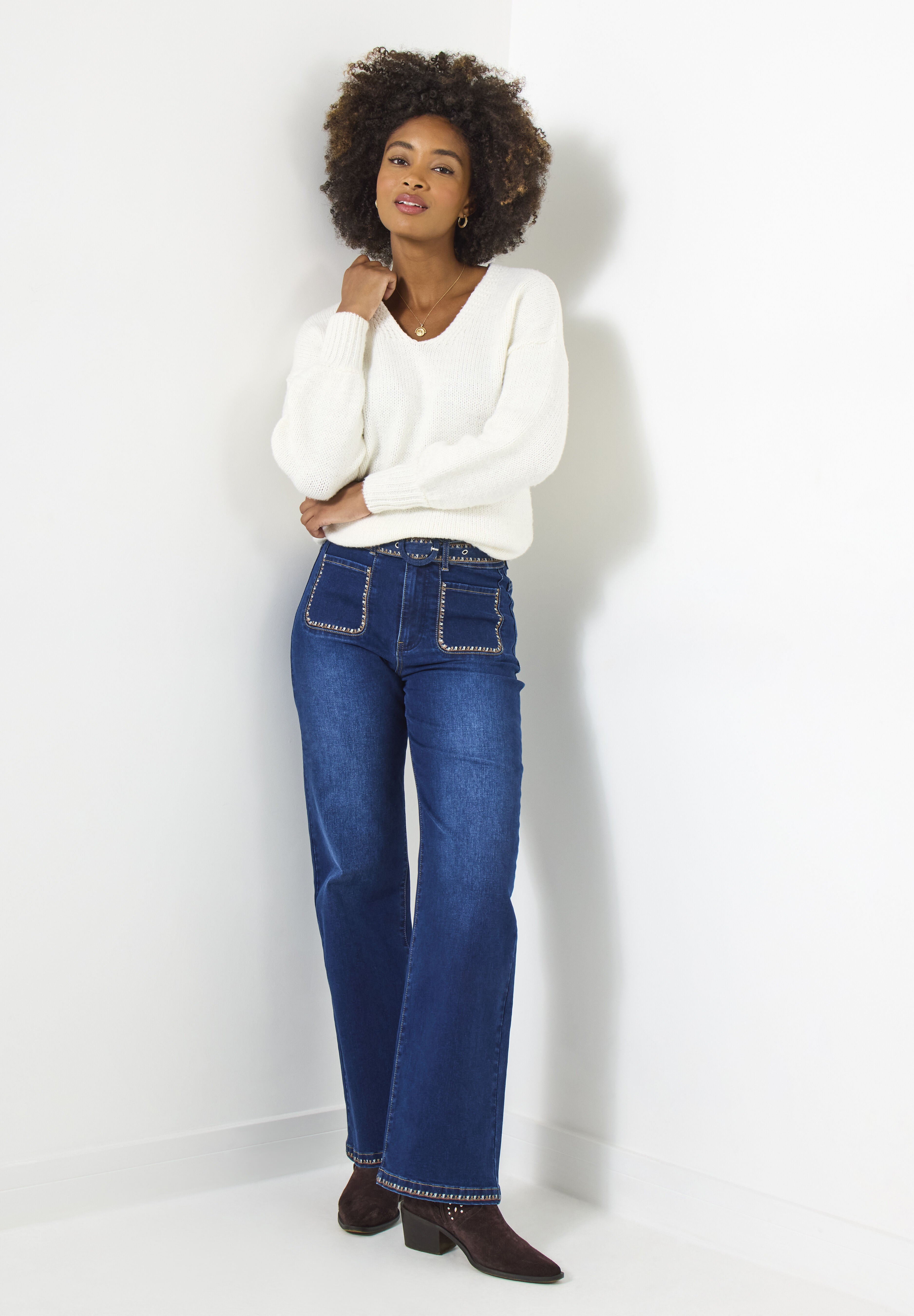Vintage Bell Bottoms, DARK BLUE EMBROIDERY, hi-res image number 0