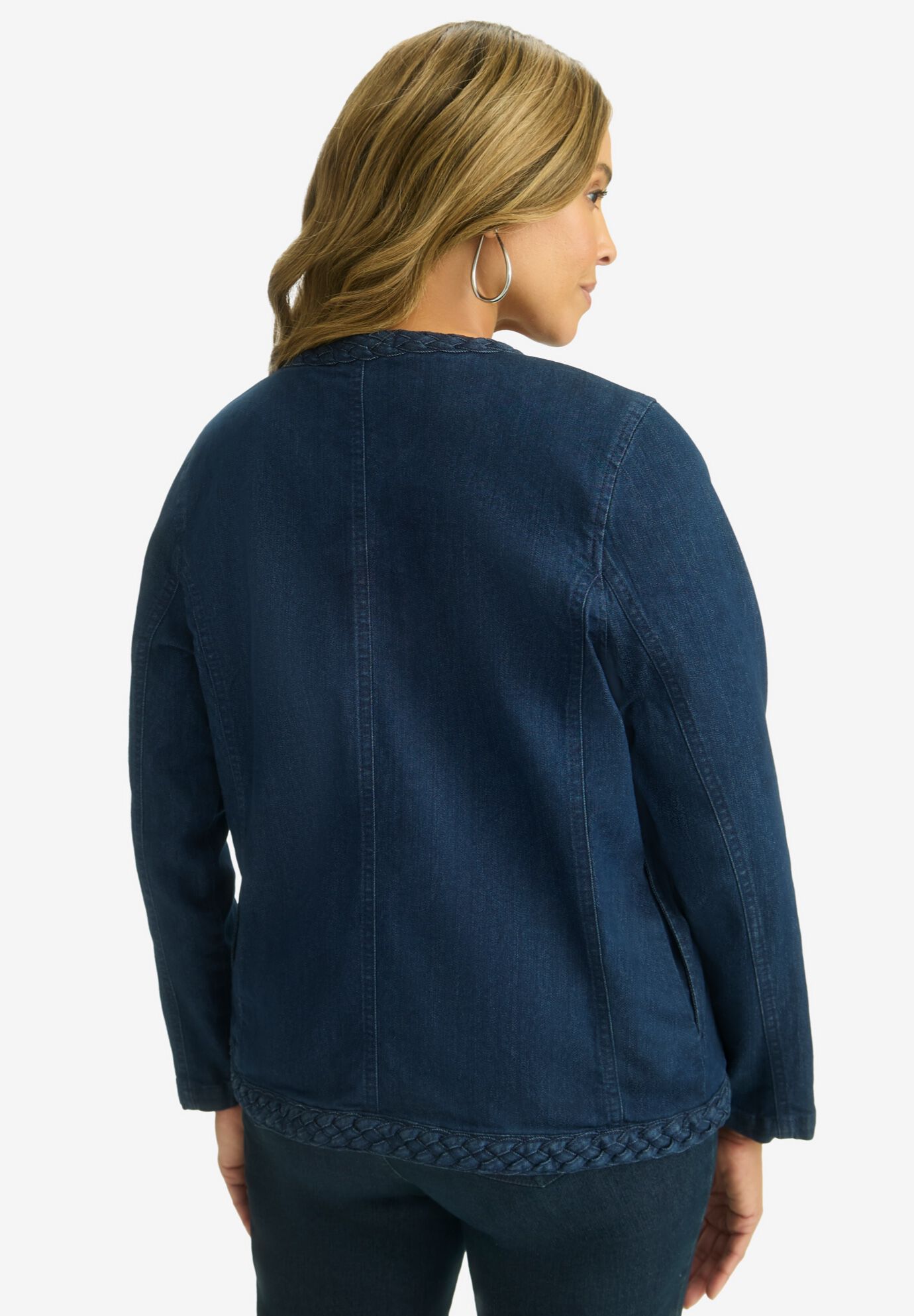 Braided Denim Jacket, INDIGO, on-hover image number 1