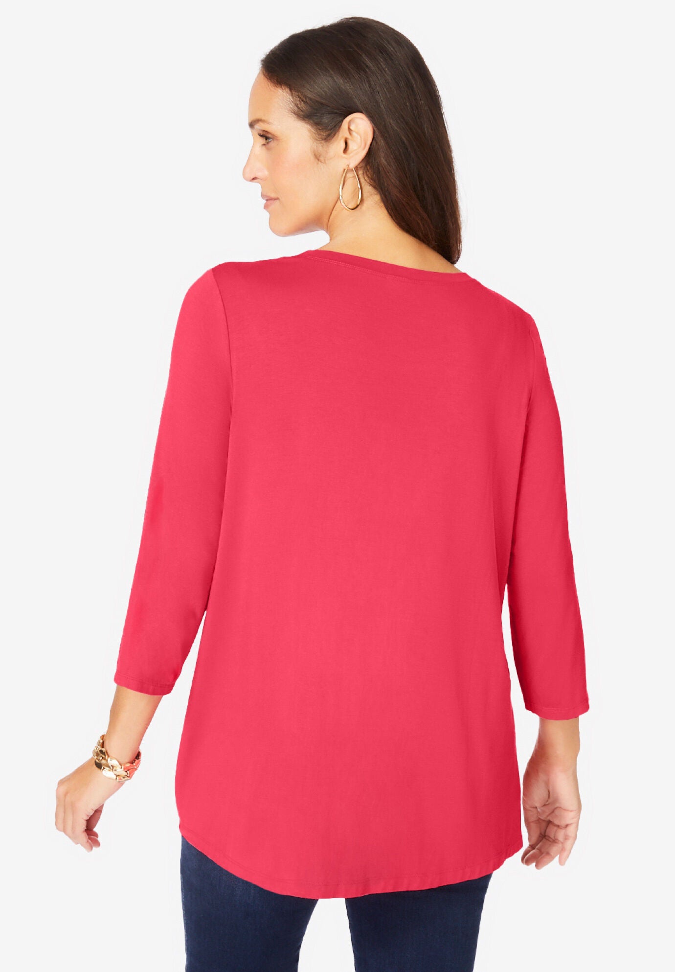 Stretch Knit Eyelet Swing Tunic, , on-hover image number 1