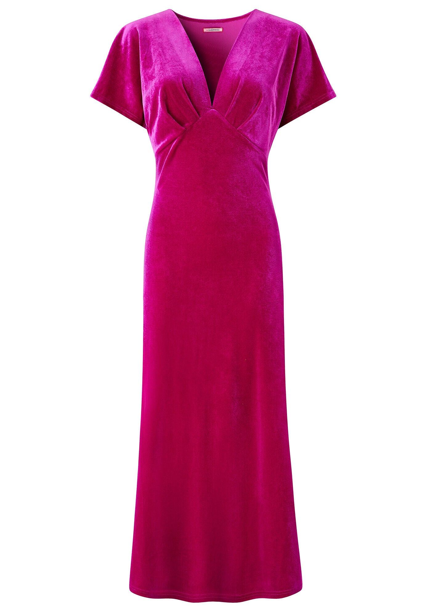 Velvet Deep V-Neck Midi Dress, HOT PINK, alternate image number 4