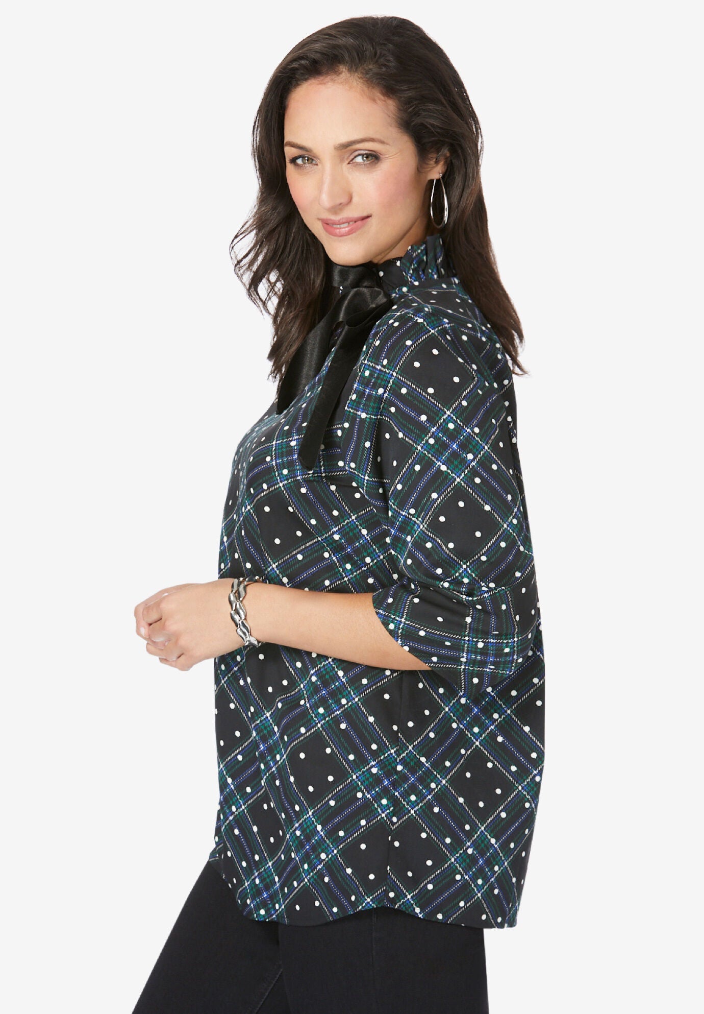 Ruffled Neck Bow Blouse, , alternate image number 2