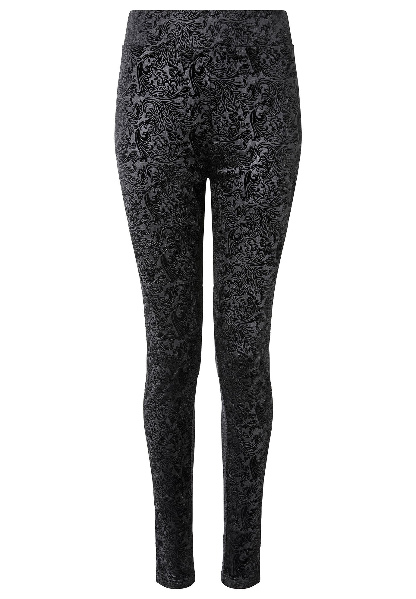 Stretch Velvet Legging, BLACK PAISLEY, alternate image number 3