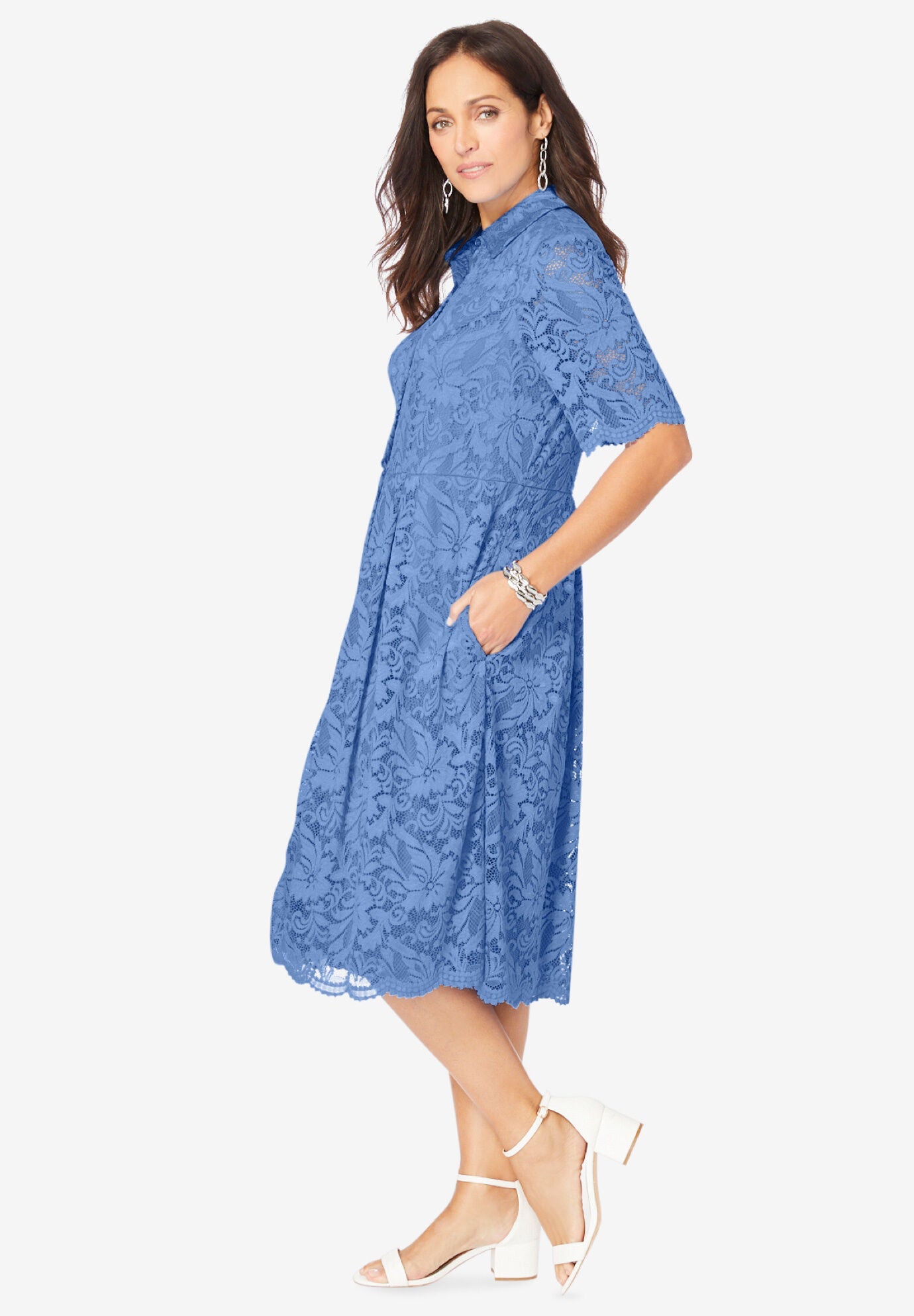 Lace Shirtdress, , alternate image number 2