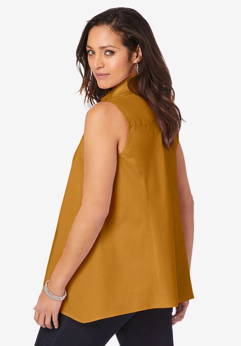 Poplin Button-Front Blouse, , alternate image number null