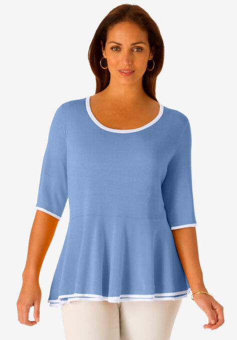 Peplum Sweater, FRENCH BLUE, hi-res image number null