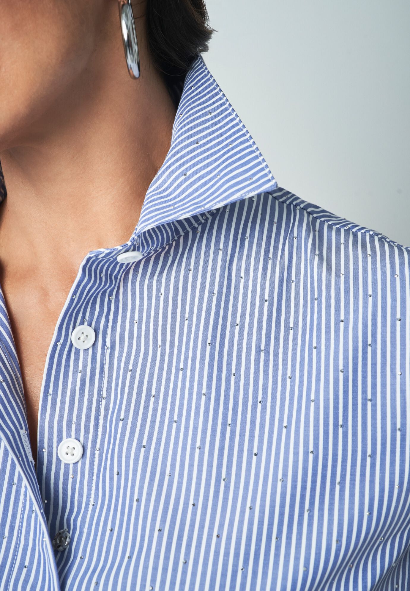 Stitched Waist Poplin Shirt, BLUE JEWEL STRIPE, alternate image number 2