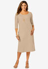 Knit T-Shirt Dress, NEW KHAKI, hi-res image number null