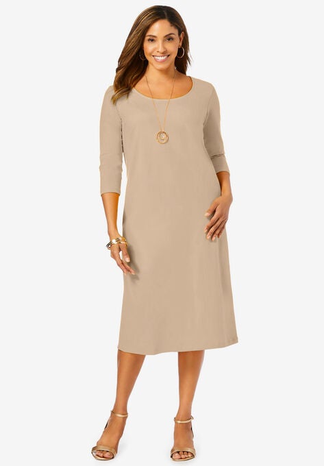 Knit T-Shirt Dress, NEW KHAKI, hi-res image number null