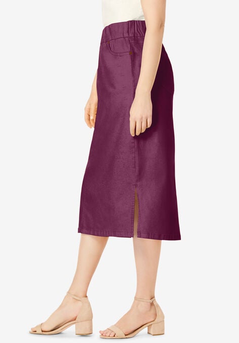 Comfort Waist Midi Skirt, , alternate image number null