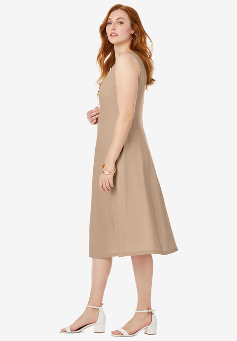 Linen Fit & Flare Dress, , alternate image number null
