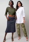 Comfort Waist Midi Skirt, , alternate image number null