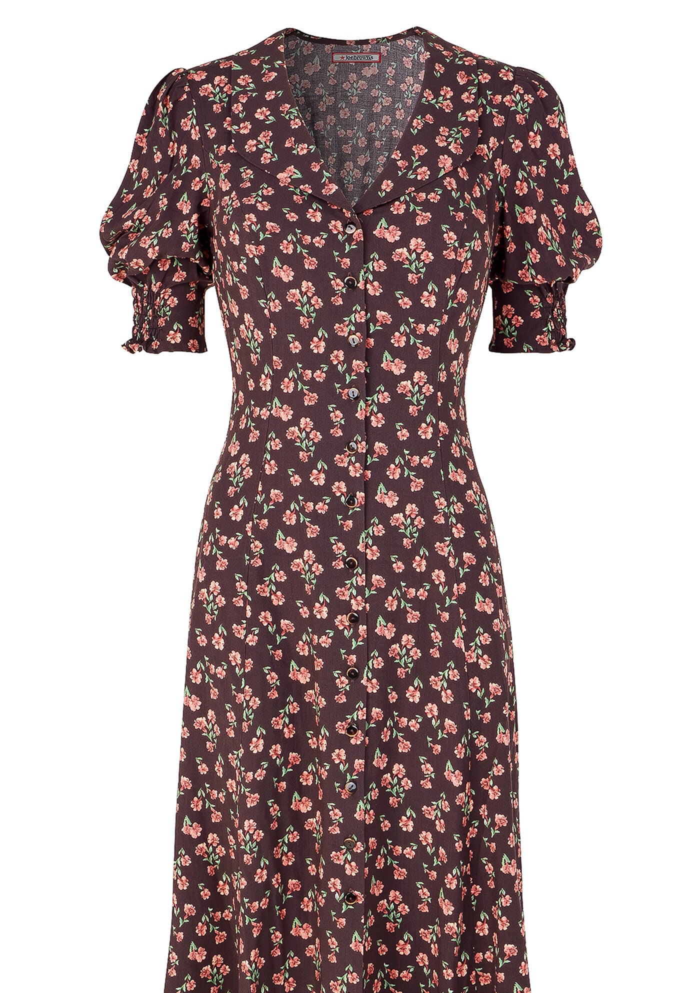 Puff Sleeve Midi Dress, ESPRESSO DITSY FLORAL, alternate image number 3