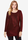 Shimmery Side-Gathered Tunic, RED SHIMMER, hi-res image number null