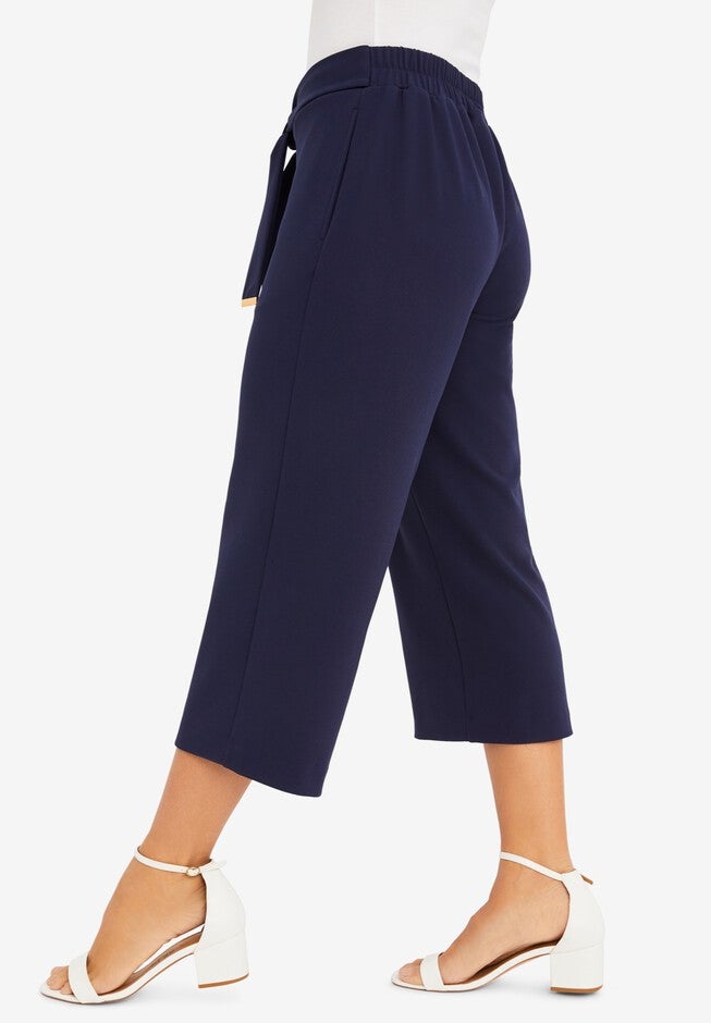 Knit Crepe Wide-Leg Crop Pant, , alternate image number null