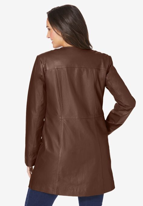 Three-Quarter Leather Jacket, , on-hover image number null