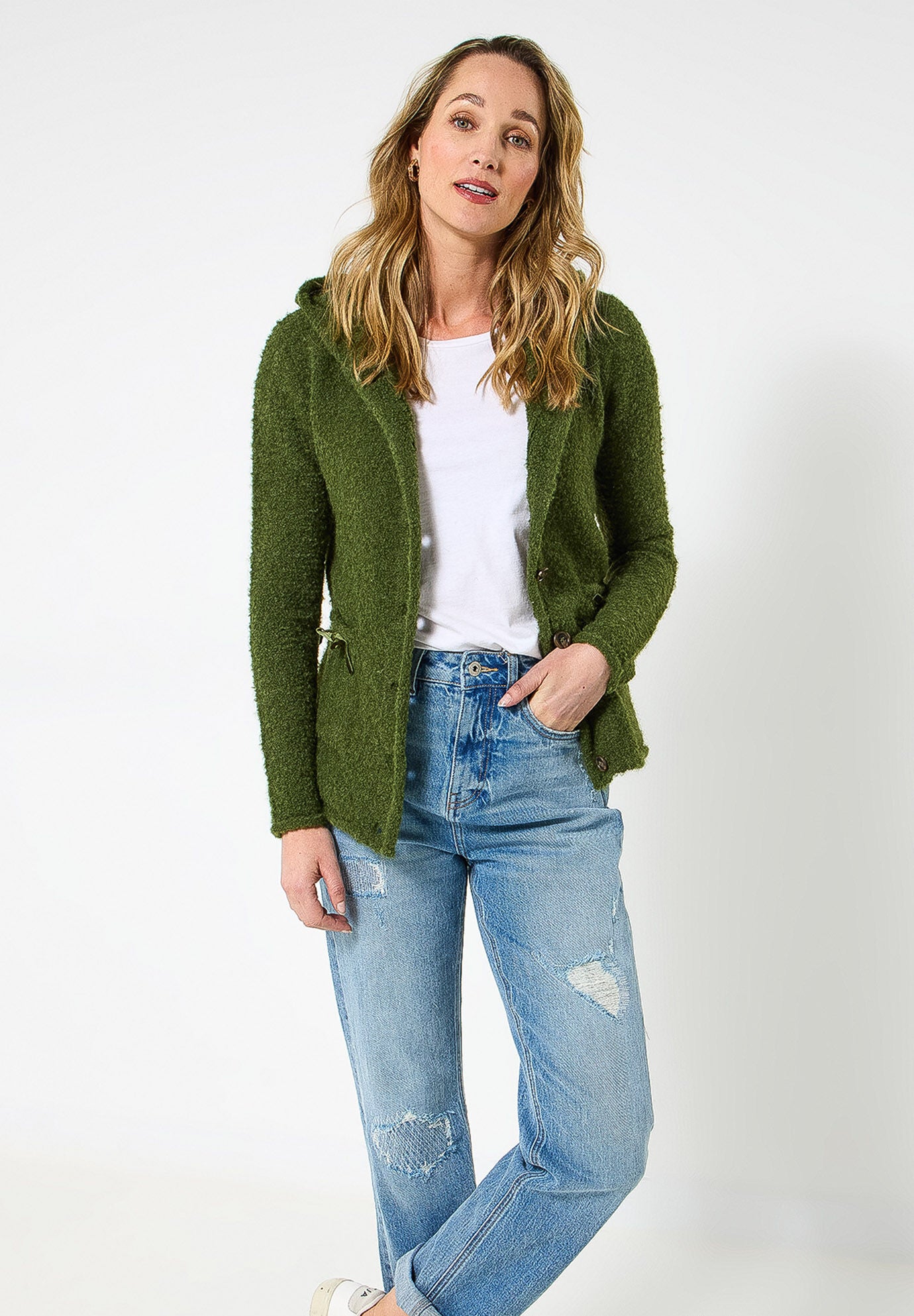 Hooded Sweater Jacket, MOSS, hi-res image number 0