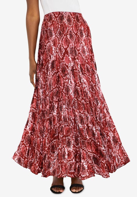 Flowing Crinkled Skirt, RICH BURGUNDY SNAKE, hi-res image number null